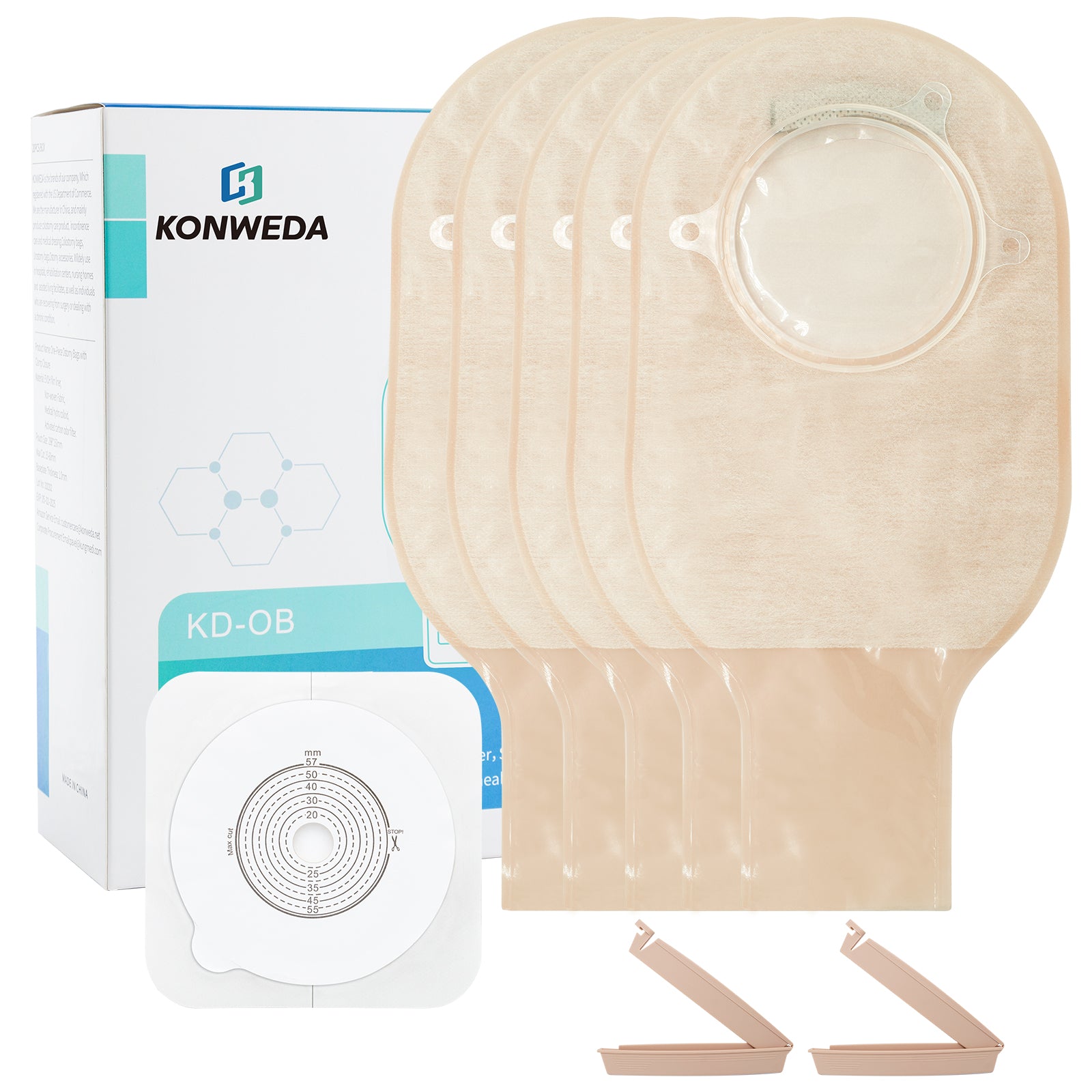 Ostomy Bags, Colostomy Supplies, Two Piece Drainable Pouch, Cut-to-Fit –  KONWEDA MEDICAL